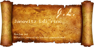 Janovitz Lőrinc névjegykártya
