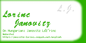 lorinc janovitz business card